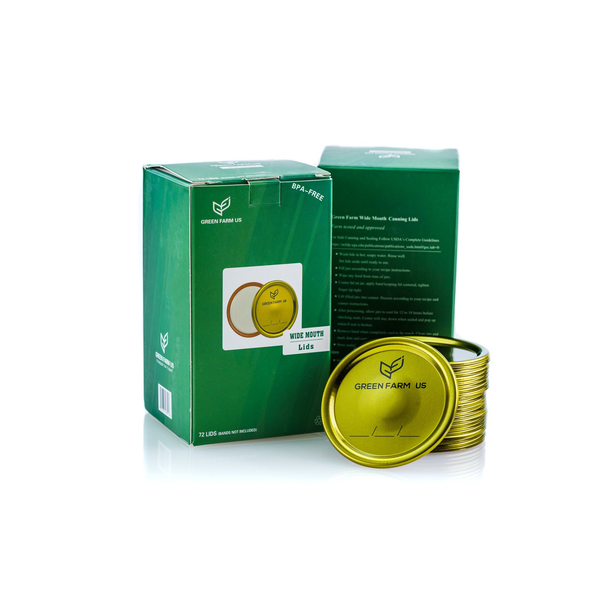 Green Farm Wide Mouth Canning lids - 72 Count
